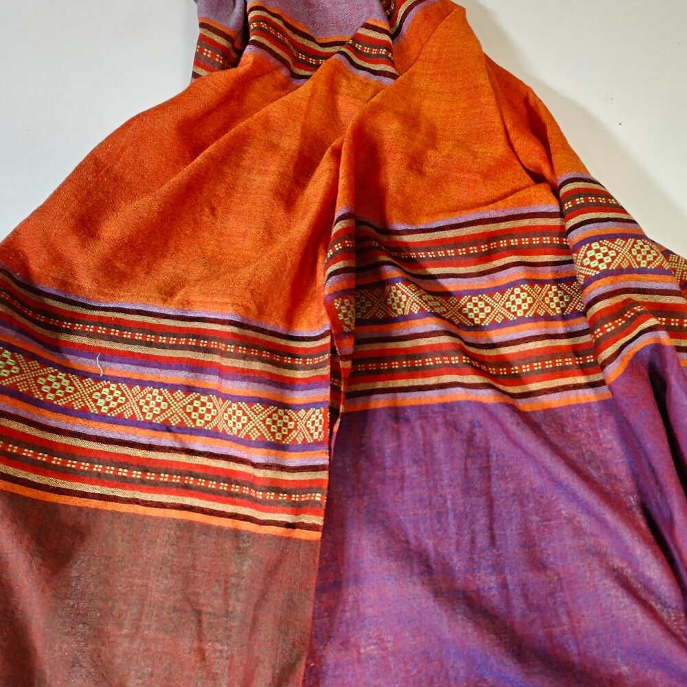 Handwoven Striped Colorful Scarf - Geometric Pattern - Colorblock - Picture 2 of 5